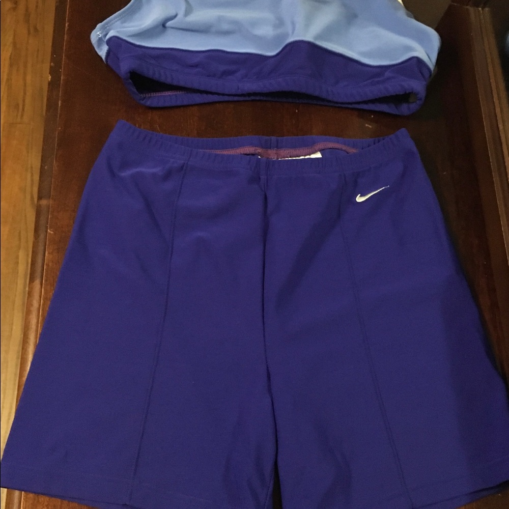 Nike biker shorts and sports bra